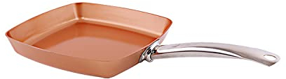 YXSH Non-stick fyrkantig kopparpanna med keramisk stekpanna kopparugn och diskmaskin kock fyrkantig stekpanna
