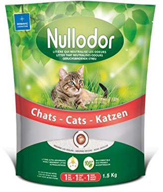 Animalerie NULLODOR - Litière 100% Bio Compatible 1.5Kg - Lot De 3 - Vendu par Lot