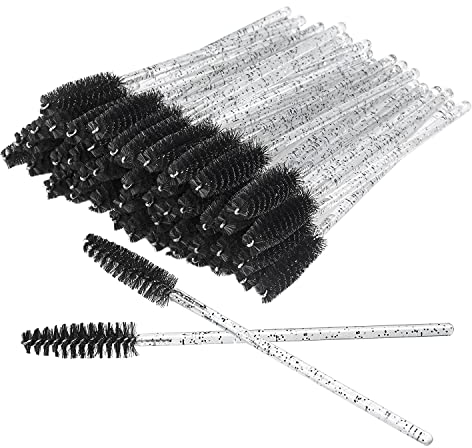 50 PCS Einweg-Wimpernbürsten Mascara Zauberstäbe Wimpern-Augenbrauen-Applikator Kosmetische Make-up-Pinsel-Tool-Kits (kristall schwarz)