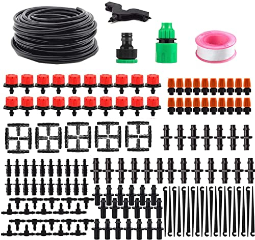 HUAZIZ Bewässerung Kit,15 Meter Tropfbewässerung Garten Bewässerungssystem DIY Micro Drip System Automatische Sprinkler Micro Drip System Misting System für Tomaten Bewässerung Garten Zimmerpflanzen