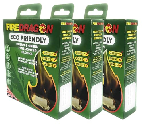 Brennstoff FIREDRAGON 3 Packungen mit je 6 Tabs Feueranzünder für drinnen und draußen farblos