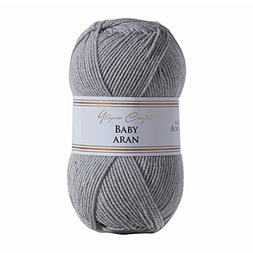 Utopia Crafts Baby Aran Knitting and Crochet Yarn, 100g (Grey Melange)