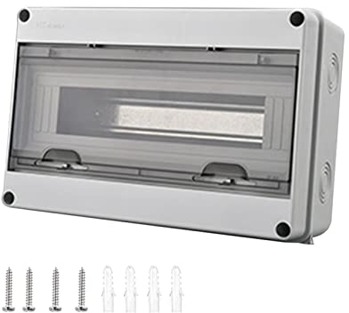 Sicherungskasten Aufputz, IP65 Waterproof,Verteilerkasten Aufputz,mit Tür 1-reihig für 15Module, Messingklemmen,für Garten oder Außenbereichen (1-reihig 15 Module)