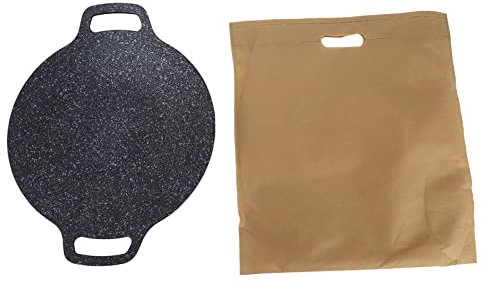 Korean Grill Pan Teppanyaki Universal Barbecue Plate Non-Stick Pan Induction Cooker Outdoor Griddle Food Folder Food Clip Anti-Scald Gloves Round Aluminum Aluminum Stone Coating