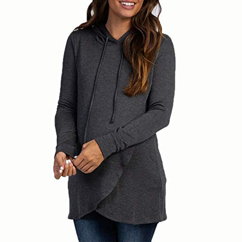 SISAY Sweat Maternité Vetement Enceinte Grossesse Hiver Sweat-Shirt à Capuche Femme Grande Taille Tee Shirt Allaitement Tunique Portefeuille Haut Asymetrique Fluide Blouse Automne Mode Pull Printemps