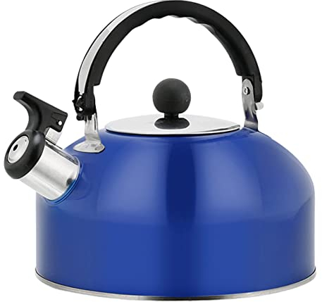 Qikam 1.8L Edelstahl Flötenkessel Teekessel Wasserkessel Pfeifkessel, 1800ml singender Retro Kessel Camping Wasserkessel für Herd, Grill, Grill Gasbrenner und offenes Feuer - Mit Hitzebeständige