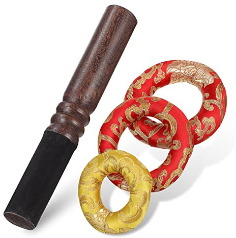 Cabilock Klangschalenkissen 3 Stück Baumwolle Rutschfest Verschiedene Größen (8/10/12 Cm) Inkl Meditationsschalenschlägel Geeignet für Yoga und Meditation Schutz für Tibetische Klangschalen