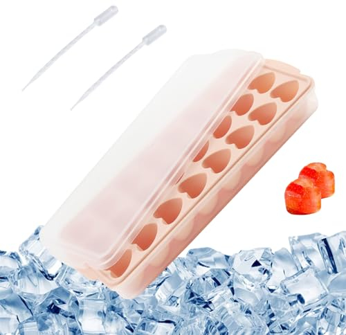 RYAN Moule à Glaçons en Forme de Coeur,24 Compartiments Bac à Glacon Facile à Démouler,Empilable Bac à Glacons Avec Couvercle Adapté Aux Boissons,Bières,Cocktails,Whisky Et Vin