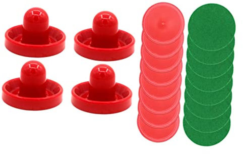 PAMINGONO Air Hockey Set Mit 4 Roten Pushers Und 8 Filz Ball Pucks Ersatzteile Und Zubehör Für Tischspiele Perfekt Für Partys Und Familienabende 20 Teiliges Set