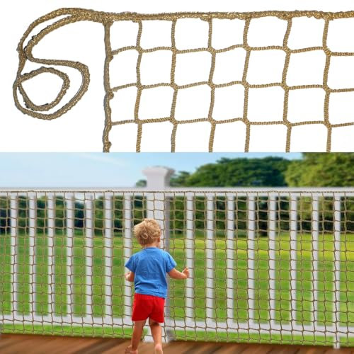 BERADNET Child Safety Net Protection Rope Net Safety Netting for Stairs Railing Balcony Cat Net Knotless Polyester Playground Safety Net Fence Net Brown(1.5X3m)