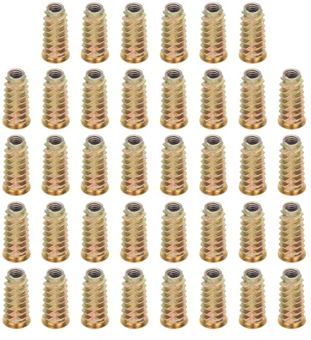 sourcing map 38 Pcs Threaded Inserts for Wood, Zinc Alloy M6 Thread Inserts Nuts Hex Socket Drive Screw 25mm Length for Furniture, Cabinet, Tables and Chairs