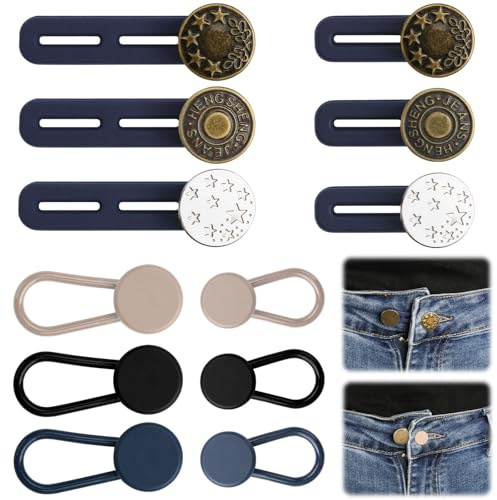 12 stycken byxförlängning knapp justerbar byxknapp metall förlängning jeans knappförlängning för byxor byxförlängning graviditet byxförlängning för kvinnor män jeans