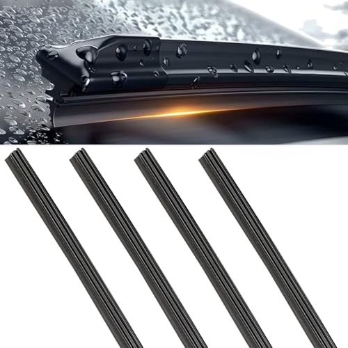 4 Pezzi Gomma Tergicristalli Auto, Gomma ricambio universale per tergicristalli, strisce gomma di ricambio per auto, per evitare danni al vetro, compatibile con tutti i tergicristalli(nero)