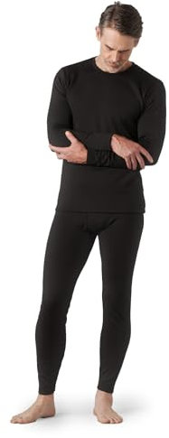 LAPASA Herren Innenfleece Thermounterwäsche Set, Thermounterhemd & Thermohosen Funktionsunterwäsche M24, Schwarz (Extra warm), M