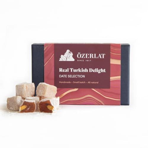 Ozerlat Real Turkish Delight 'Date Selection' – Luxury Gourmet Artisan Dessert Sweets, Premium Quality Natural Ingredients, Vegan, Gluten Free (200g)