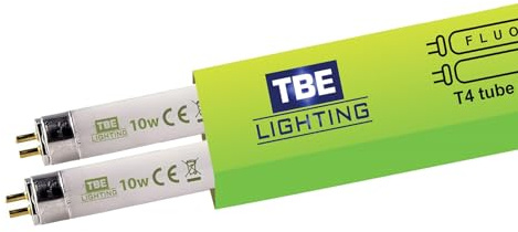 TBE LIGHTING T4 10w Fluorescent Tube Lamps 352mm - 2 Pack of CFL Bulbs - G5 2-Pin Base Fittings - T4 High Efficiency Lamps, Soft White 3500K
