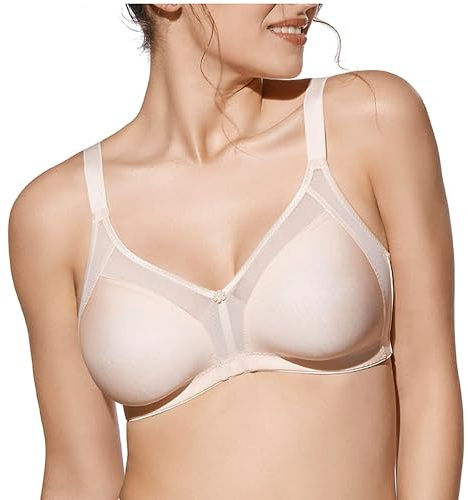 Selene, Sujetador Moldeador para Mujer con Inserciones de Tul, con Aros y Sin Relleno, Colección Estela, Color Rosa, Talla 105C