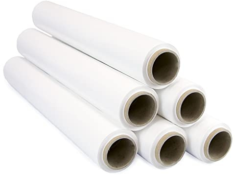 OFITURIA Pellicola bianca per imballaggio da 50 cm x 200 metri di lunghezza – rotolo di pellicola elastica manuale per l'imballaggio industriale – 6 pezzi