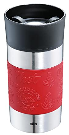 cilio VIAGGIO Thermobecher, 300ml, rot, Becher To Go mit 360° Quick-Press-Verschluss, Doppelwandsystem, auslaufsicher, ideal für alle gängigen Kaffeevollautomaten/Pad-Maschinen