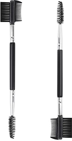 2pcs 3 Head Eyebrow Eyelash Shaper Eyelash Comb Double Head Brush Makeup Grooming Tool Cosmetic with 3 Different Spoolie Brushes for Separating Lashes, Eliminating Mascara Clumps, Grooming Brows