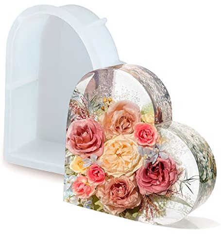 Molde de silicona para resina epoxi y sujetalibros, forma de corazón