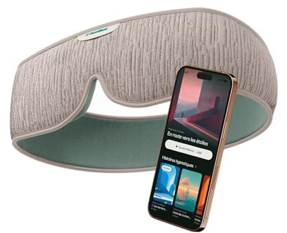 HoomBand Ultimate | Casque Sommeil Bluetooth 5.2 | Masque Nuit 100% occultant | Thérapie Sonore, Accès gratuit Histoires Hypnotiques, Méditations Guidées | Sans Fils, Ajustable | Câble Magnétique