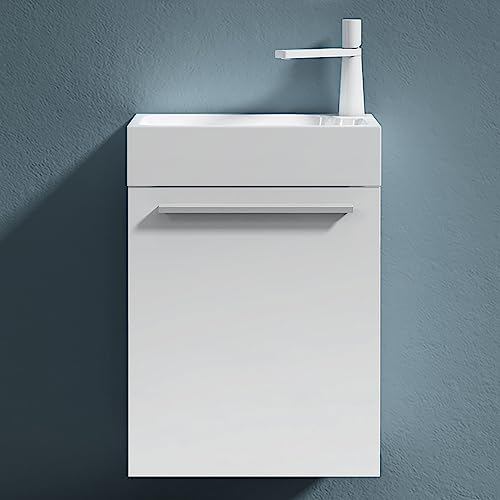 doporro Badezimmer-Set Waschplatz Badmöbel-Set Gäste WC Waschbecken Waschtisch mit Unterschrank in matt weiß Waschbeckenunterschrank 46x26x63cm Pisa