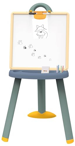 Smoby - 7600410626 Doppeltafel für Kinder, wendbar, mit 48 magnetischen Buchstaben, Kreide und Marker, wendbar, für Jungen und Mädchen, ab 3 Jahren