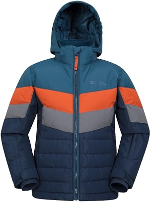 Mountain Warehouse Jasper II Veste résistante à l'eau pour Enfant - Manteau Respirant avec Jupe Pare-Neige, Doublure en Polaire et Capuche - Idéal pour Le Ski Gris Moyen 9-10 Ans