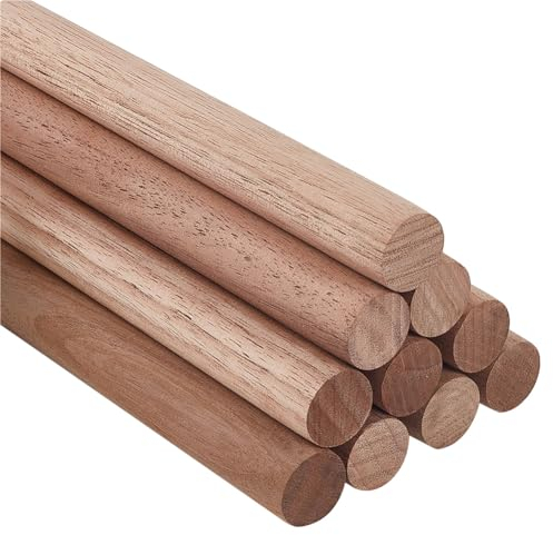 OLYCRAFT 10 Stück Walnuss Dübelstangen 18mm Durchmesser Holzstäbe 200mm Lang Unlackierte Runde Stäbe Holzschnitzblöcke Runde Holzstäbe Für Baumodelle Heimwerkerbedarf - Kokosnussbraun