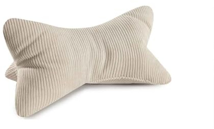 MAGMA Leseknochen INGA, Cord Look, Farbe Natur, 42cm x 22cm, ergonomische Form für Nacken- oder Lendenstütze, Flexible Stütze für Bücher, E-Books oder Tablets