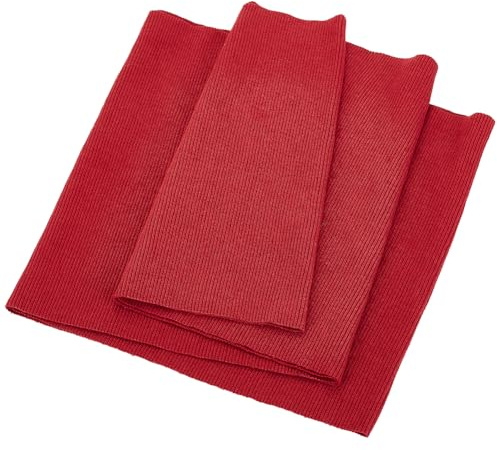BENECREAT Tela de Canalé Rojo Oscuro, Tela Acanalada de Algodón, Elástico de Tejido Acanalado de Elastano para Dobladillos, Puños, Escotes Y Proyectos de Costura, 22x63x0.25cm