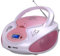 Portable Portable CD Player Boombox with Bluetooth, FM Radio, USB MP3 Playback, 3.5mm AUX Input, Headphone Jack, LED Display CD Learning Machine Boombox(Pink)