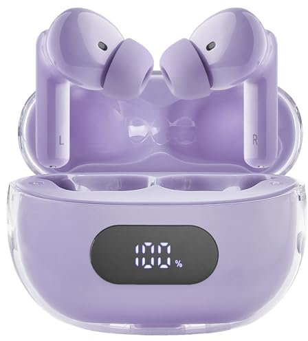 Intenso Buds Plus TWS True Wireless T313AE - Auriculares con cancelación Activa de Ruido, ENC, Bluetooth y hasta 25 Horas de reproducción de música, Color Morado