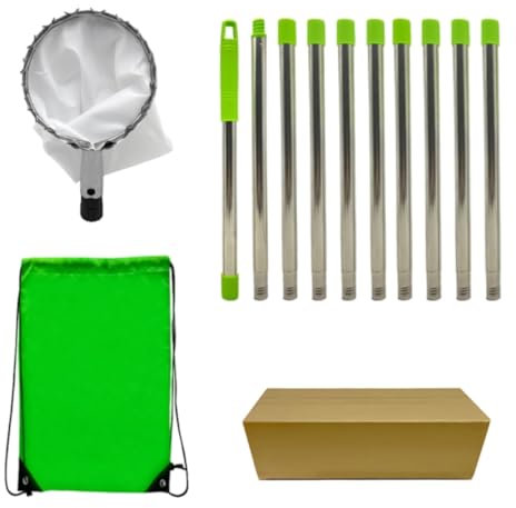 Rebellious Recogedor de frutas multiusos con mango telescópico con bolsa de algodón, práctico equipo de cosecha de jardín