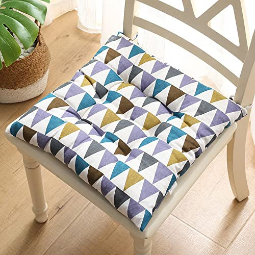 Hixingo Triangle Geometric Print Soft Cotton Kitchen Chair Cushions Set of 2, 50x50cm