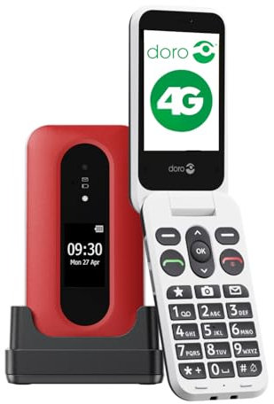 Doro Leva L30 Unlocked Mobile Phone for Seniors – External Display for Call Identification – Powerful HD Sound – Camera – Assistance Button with GPS – Flip Phone Without Internet (Red)