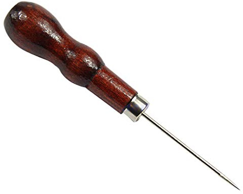 AMISENK Aiguille à coudre en acier avec poignée en bois pour outils en cuir et toile