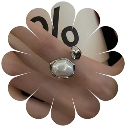 Cybche Anello Di Perle Barocco Vintage Anelli Da Dito In Argento Perle Anello Di Dichiarazione Perle Regolabile Anelli Aperti Perle Irregolari Gioielli Di Nozze Di Moda Per Le Donne