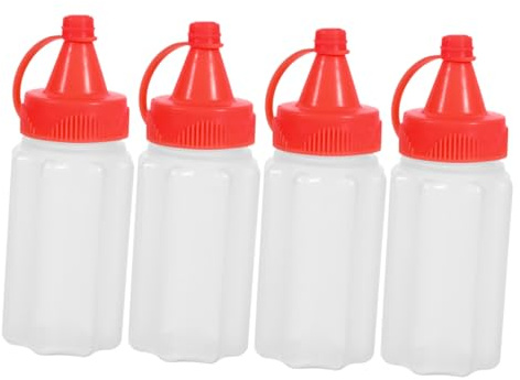 VALICLUD 4 piezas Botellas Exprimibles Pequeñas para Condimentos Dispensador Portátil para Aderezos Ensaladas para Picnic Barbacoa y Uso Cocina Reutilizable y Práctico para Llevar