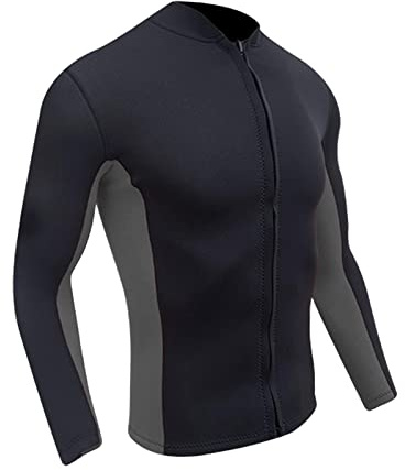Traje de neopreno para hombre, chaqueta de manga larga para esnórquel, deportes acuáticos, buceo, gris, negro, talla M
