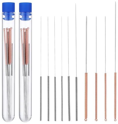 TIESOME Lot de 20 aiguilles de nettoyage pour buses d'imprimante 3D, kit de nettoyage de buses d'impression 3D, 0,15-1 mm, en acier inoxydable, aiguilles de nettoyage avec tube de rangement en
