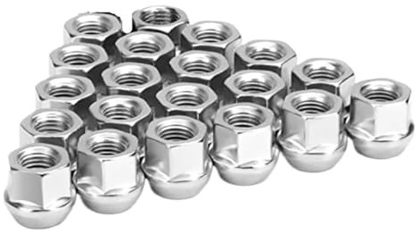 HNDRBD 20 st. 21 mm höga hjulmuttrar med öppna ändar M12x1.5 M14x1. 1/2-20, 9/16-18, (19 mm) sexkantsmuttrar, koniska for bilar, silverfärgade Hjulbultsmutter(M12x1.25)