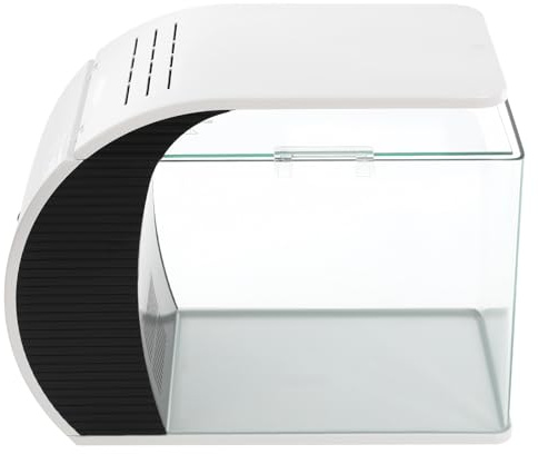 Mini Acuario, 19 L, pequeño con bomba, iluminación LED y filtro oculto para mantener guppies, mini peces loros, camarones ornamentales, 42,3 × 22,6 × 31,5 cm