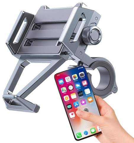 Naqqios Supporto per telefono da moto – 190 G Supporto per telefono da bicicletta per scooter, supporto universale per dispositivi cellulari, navigazione a mani libere, visualizzazione delle chiamate