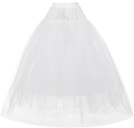 Falda de aro nupcial con capas de tul texturizado, enagua sin hueso para vestidos de novia, cintura elástica, una línea de vestido de novia Slip, Blanco, 95 cm