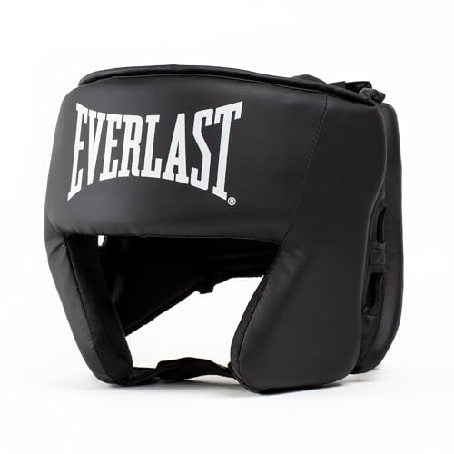 Everlast Core Casque de Boxe L/XL (Noir) | Protection des joues et du front, sangle ajustable, mousse absorbante, sparring, adulte
