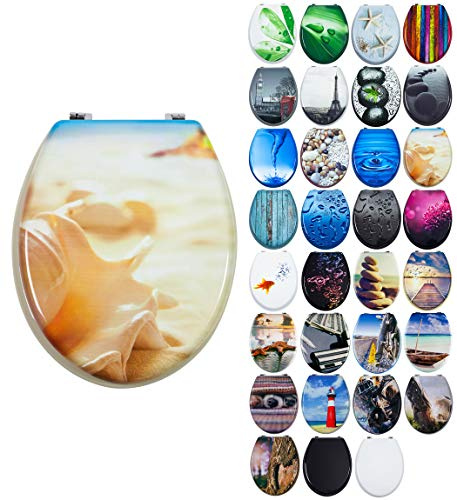 Grafner MDF WC Sitz viele schöne Motive zur Auswahl - stabile Qualität - einfache Montage WC Deckel Klobrille (Shell)