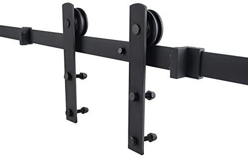 JEOBEST Kit de Rail pour porte Suspendue en Bois, Ensemble Industriel pour Porte Coulissante (6,6 pieds)