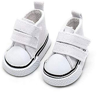 Aeromdale Chaussures de Poupée en Toile Unie 5 cm - Ruban Adhésif pour Poupée de 14,5 Pouces 1/6 - Jouet Cadeau Fille - Blanc - 1 Paire